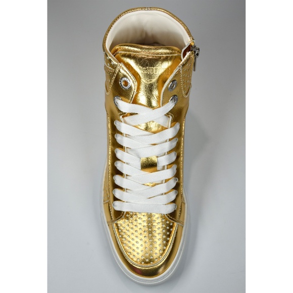 ZADIG & VOLTAIRE WOMEN NEW FLASH GOLD METALLIC LEATHER HIGH TOP SNEAKER. SZ 37/7 - Picture 13 of 15
